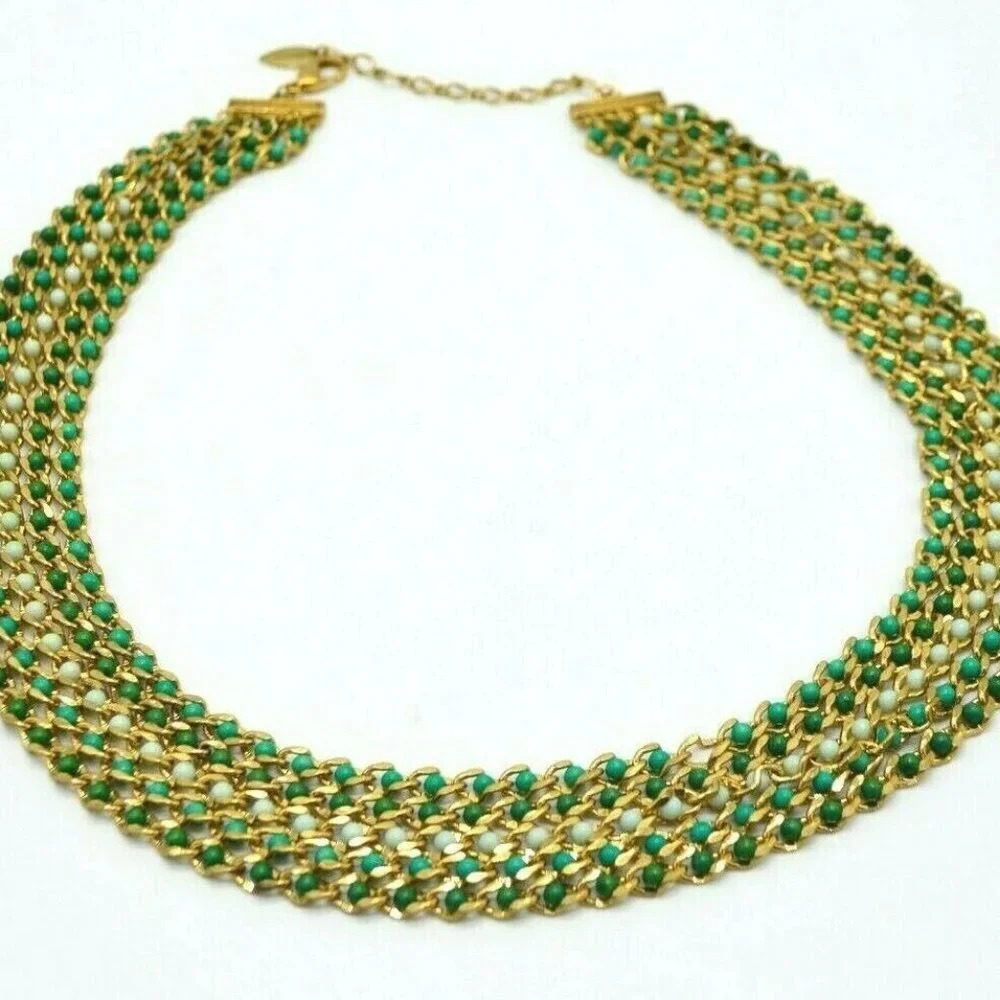 COLDWATER CREEK Blue Green White Bead Multi-Chain